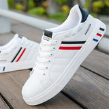 Men's Casual Shoes Lightweight Breathable White Shoes Flat Lace-Up Skateboarding Sneakers Travel Tenis Masculino Mart Lion   