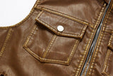 Retro Motorcycle Leather Vest Jacket Men's Autumn Winter PU Leather Coat Vest Sleeveless Coats Mart Lion   