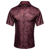 Summer Short Sleeve Shirts for Men's Single Pocket Standard Fit Button Down Purple White Solid Cotton Casual Shirt Mart Lion CY-2409 L 