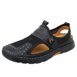 Summer Men's Beach Sandals Water Sport Sneakers Microfiber Mesh Flat Outdoor Casual Offcie Dress Shoes Mart Lion Black 6.5 
