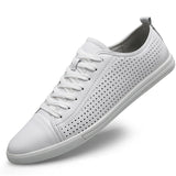 Men's Leather Shoes Hollow Out Sneakers Casual Footwear Lace Up Mart Lion   