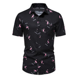 Blusas Negras Flamingo Printed Hawaii Hemd Herren Men's Shirts Summer Short Sleeve Social Prom Dress Button Streetwear Mart Lion   