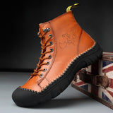 Outdoor Walking Boots High-top Mountain Hiking Men's Shoes Big Bag Head Outdoor Martin Boots Two Layers of Cowhide