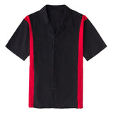 50s Vintage Rockabilly Shirts Men's Short Sleeve Punk Rave Hip Hop Stitching Rock-n-roll Apparel Red White Yellow