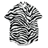 Oversized Zebra Leopard Shirt Men's Lapel Button Short Sleeve Casual Loose Hawaiian Vacation Street Shirt Mart Lion Zebra S 