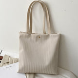 Women Bag PU Handbags for Female Shoulder Bag Large Capacity Tote Bas Solid Color Striped Travel Bag Ladies Shopper Bag Mart Lion White  