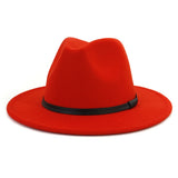 Fedora Hat Black Leather Belt Ladies Hat Decoration Felt Hats For Women Wool Blend Simple British Style Men's Panama Hat Mart Lion Orange One Size 