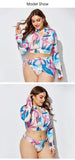 Bikini Suit Ladies Split Swimwear Print Swimsuit Beachwear Long Sleeve Sunscreen Women Mart Lion   