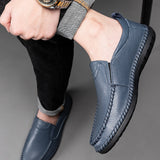 Handmade Genuine Leather Shoes Men Four Seasons Cow Leather Casual Footwear Black Brown Loafers Mart Lion   