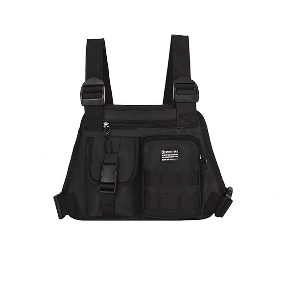 Functional Tactical Chest Bag Men's Bullet Hip Hop Vest Streetwear Bag Waist Pack Male Black Chest Rig Bag Mart Lion Black chest bag (30cm<Max Length<50cm) 