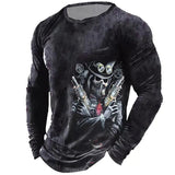 Winter Men's Skull Shirt Super Vintage Long Sleeve T-shirt 3d Printed Knight T-shirt Shirt