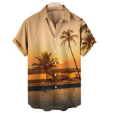 Men's Coconut Tree 3D Printing Shirts Casual Hawaiian Loose Shirts Short Sleeve Shirts Summer Beach Loose Tops Mart Lion   