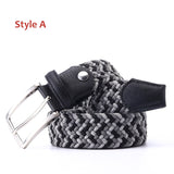Stretch Canvas Leather Belts for Men's Female Casual Knitted Woven Military Tactical Strap Elastic Belt for Pants Jeans Mart Lion Style A 100cm 