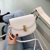 Retro Crossbody Bags Female Bags Trendy Tide Net Red Trend ins Saddle Bag Shoulder Bag Mart Lion White  