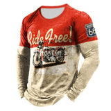 Men's 3D Printed Cotton Faux Sweatshirt T-Shirt Long Sleeve O Neck Loose Autumn Top Vintage Clothes