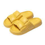 Women Home Shoes Thick Platform Slipper Summer Beach Flip Flops Soft Sole Flat Mute Non-slip Slides Beach Sandal Mart Lion yellow 36-37 