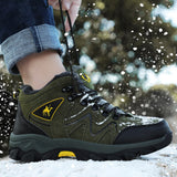 Winter Men's Work Casual Shoes Outdoors Leather Plush Warm Round Toe Sneakers Non Slip Climbing Hiking Mart Lion   