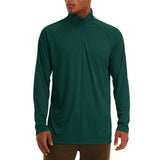Men's Sun/Skin Protection Long Sleeve Shirts Anti-UV Outdoor Tops Golf Pullovers Summer Swimming Workout Zip Tee Mart Lion Dark Green CN size L (US M) CN