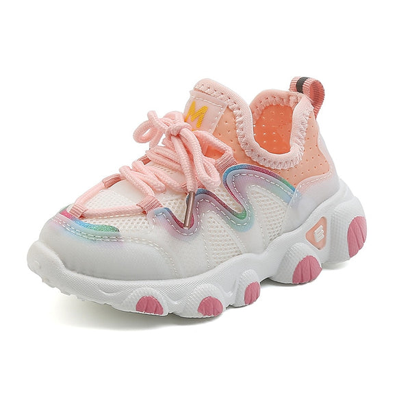 Children Shoes for Girls Sport Breathable Baby Soft Bottom Non-slip Casual Kids Girl Sneakers Mart Lion Pink 21 
