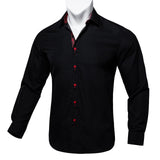 Long Sleeve Shirts For Men Solid Red Blue Black Splicing Paisley Mens Designer Clothes Camisa Masculina Men Social Dress Shirt Mart Lion   