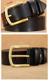 Belt for Men's Real Cowskin Genuine Leather Long Gold Alloy Pin Buckle Waist Strap Belts Mart Lion   