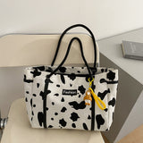 Canvas Bags For Women Trendy Large-Capacity Shoulder Handbags Graffiti Tote Bag Mart Lion Cow pattern duck  