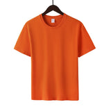 100% Cotton T Shirt Women Summer Casual Basic Loose Tshirt Korean Oversized Solid Tees Chic O Neck Female Tops Mart Lion Orange S 