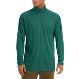 Men's Sun/Skin Protection Long Sleeve Shirts Anti-UV Outdoor Tops Golf Pullovers Summer Swimming Workout Zip Tee Mart Lion Jade Green CN size XL (US L) CN