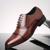 Men Retro Leather Shoes Lace-up Classic Brogue British Dress Office Flats Party Wedding Oxfords Mart Lion Brown 38 China