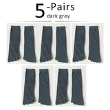Veridical 5 Pairs/Lot Cotton Five Finger Socks For Men's Solid Breathable Harajuku Socks With Toes Mart Lion DarkGrey EU39-45  US7-11 