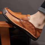 Men Handmade Shoes Genuine Leather Casual Outdoor Soft Homme Classic Ankle Non-slip Flats Trend Mart Lion   