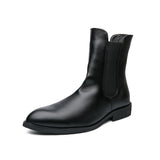 Chelsea Boots Men's Boots PU Black Classic Casual Street High Top Slip-On Elegant Short Mart Lion Black 38 