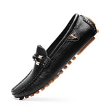 White Loafers Men's Handmade Leather Shoes Black Casual Driving Flats Blue Slip-On Moccasins Boat Shoes Mart Lion 15118-black 37 