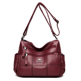 Leather Handbags Women Designer Female Waterproof Shoulder Crossbody Messenger Bags Mart Lion Burgundy  