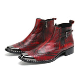 Type Handmade Men Boots Pointed Iron Toe Genuine LeatherMen Hombre Punk Party Mart Lion Wine Red 38 China