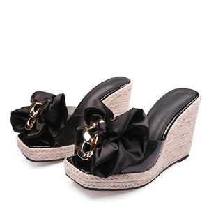 Liyke Wedges Slippers Women Summer Pink Butterfly-knot Designer Sandals Platform Heels Female Shoes Mart Lion Black 34 China
