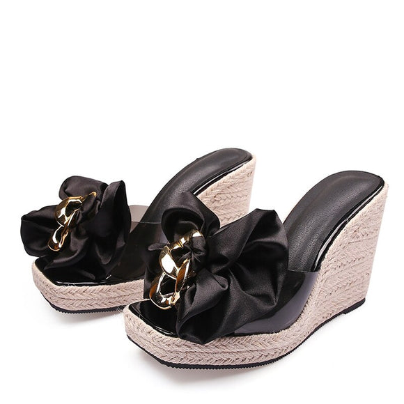  Liyke Wedges Slippers Women Summer Pink Butterfly-knot Designer Sandals Platform Heels Female Shoes Mart Lion - Mart Lion