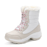 Women Snow Boots Winter Warm Shoes Outdoor Waterproof Non-slip Plush Casual Shoes Ankle Winter With Thick Fur Mart Lion White 35 