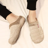 Men's Slippers Home Winter Indoor Warm Shoes Thick Bottom Plush Waterproof Leather House Slippers Cotton Mart Lion   