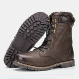 Natural Wool Winter Boots Men's Warm Cow Winter Leather Shoes Mart Lion Brown 1578 40 China