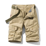 Multi Pocket Solid Color Men's Cargo Pants Solid Color Loose Cotton Straight-Leg Casual Shorts Running Fitness Shorts Mart Lion Khaki 30 China