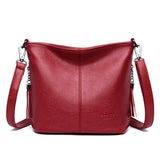 Genuien Leather Tassels Ladies Hand Crossbody Bags For Women Luxury Purses And Handbags Women Shoulder Bags Designer Bucket Sac Mart Lion Red  