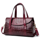 Crocodile Luxury Leather Handbags Women Bags Designer Vintage Alligator Satchel Tote Lady Shoulder Bag Mart Lion Purple  