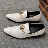 Summer pattern Men's Shoes Pointed Calf Office Dress Crocodile print Luxury Wedding Mart Lion Ivory 43 China