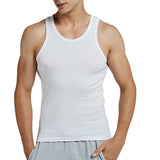 Tank Tops Men's Summer 100% Cotton Cool Fitness Vest Sleeveless Tops Gym Slim Colorful Casual Undershirt Male 7 Colors 1PCS Mart Lion WHITE 1PCS M 