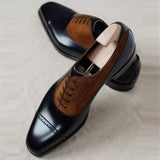 Black Men's Derby Shoes Lace-up Breathable Handmade Casual Chaussures Pour Hommes Mart Lion   
