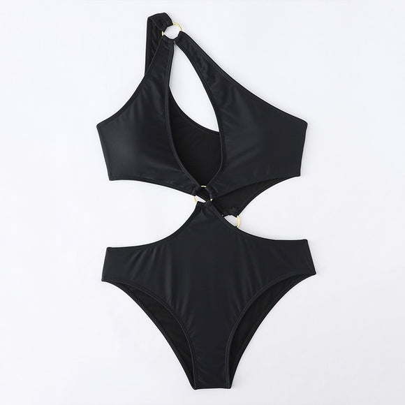 One Pieces Swimwear For Women Bikini Solid Female Swimsuit Beach Lady Beach Wear Mart Lion black S 