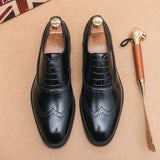 Men's Oxford Shoes Classic Handmade Pu Pointed Toe Laces Non-slip brown black Mart Lion 2841-30-black 38 