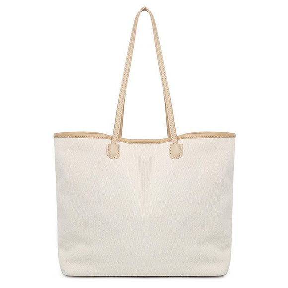 Students Literary Simple And Versatile Handbag Women Bag Large Capacity Canvas Bag Female Shoulder Mart Lion Apricot  