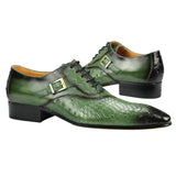 Men's Green Oxford Dress Shoes dress shoe vestidos Side Buckle Leather Wingtip Lace Up office wedding Husband gift Mart Lion Green 39 